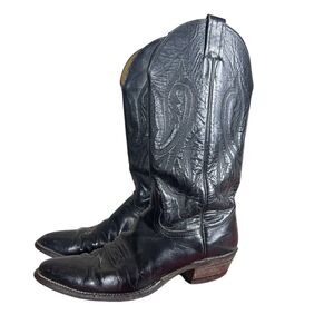 Vintage NOCONA Black Leather Cowboy Boots USA Made Men's Sz US 8.5 A